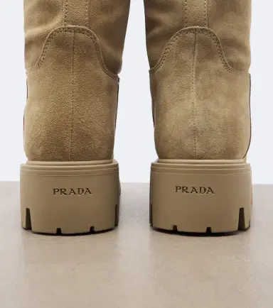 Prada Shearling-lined suede knee-high boots | Thumbnail 4 Prada Shearling-lined suede knee-high boots | Thumbnail 4