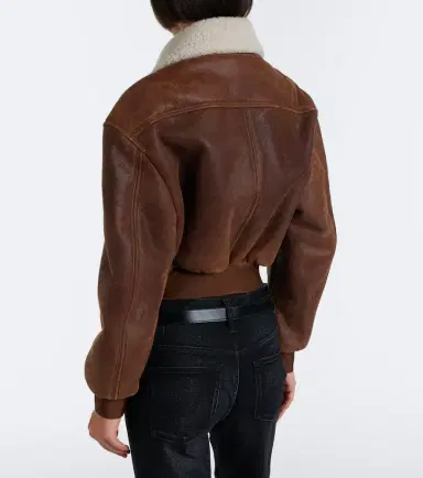 Gucci Shearling-trimmed leather blouson jacket | Thumbnail 4 Gucci Shearling-trimmed leather blouson jacket | Thumbnail 4