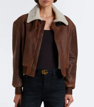 Gucci Shearling-trimmed leather blouson jacket | Thumbnail 6 Gucci Shearling-trimmed leather blouson jacket | Thumbnail 6