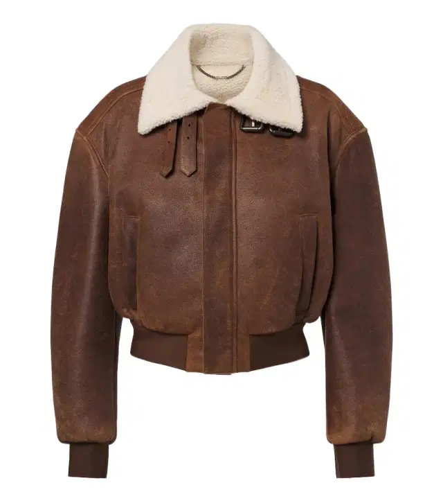 Shearling-trimmed leather blouson jacket Shearling-trimmed leather blouson jacket