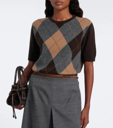 Prada Argyle cashmere sweater | Thumbnail 5 Prada Argyle cashmere sweater | Thumbnail 5