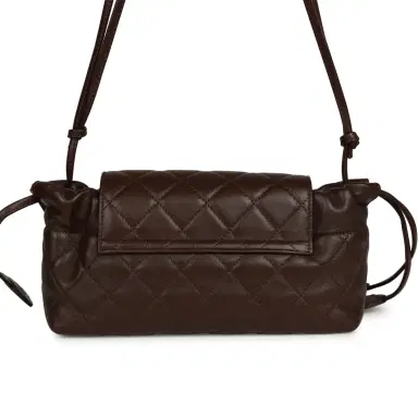 Chanel Chanel Drawstring Flap Bag with Leather Strap Dark Brown Lambskin Gold Hardware | Thumbnail 4 Chanel Chanel Drawstring Flap Bag with Leather Strap Dark Brown Lambskin Gold Hardware | Thumbnail 4