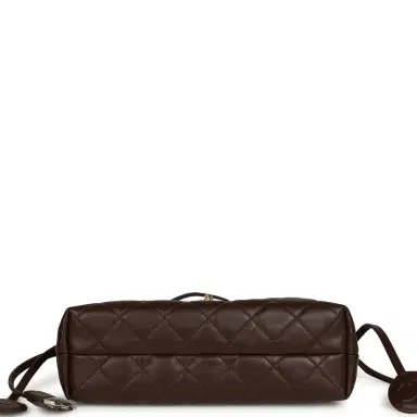 Chanel Chanel Drawstring Flap Bag with Leather Strap Dark Brown Lambskin Gold Hardware | Thumbnail 6 Chanel Chanel Drawstring Flap Bag with Leather Strap Dark Brown Lambskin Gold Hardware | Thumbnail 6