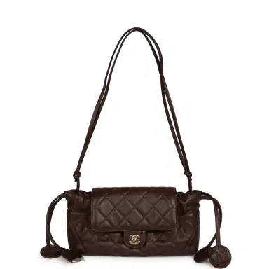 Chanel Chanel Drawstring Flap Bag with Leather Strap Dark Brown Lambskin Gold Hardware | Thumbnail 7 Chanel Chanel Drawstring Flap Bag with Leather Strap Dark Brown Lambskin Gold Hardware | Thumbnail 7