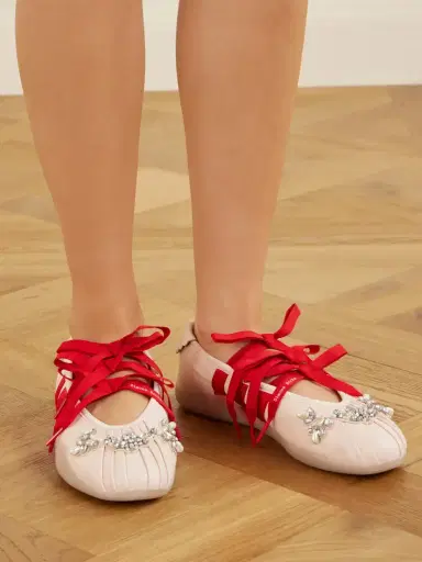 Simone Rocha + Adidas Originals Taekwondo Ballerina Embellished Pleated Leather Flats | Thumbnail 2 Simone Rocha + Adidas Originals Taekwondo Ballerina Embellished Pleated Leather Flats | Thumbnail 2