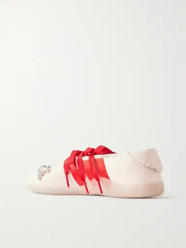 Simone Rocha + Adidas Originals Taekwondo Ballerina Embellished Pleated Leather Flats | Thumbnail 3 Simone Rocha + Adidas Originals Taekwondo Ballerina Embellished Pleated Leather Flats | Thumbnail 3