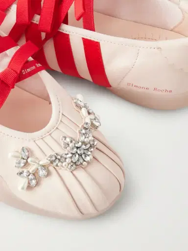 Simone Rocha + Adidas Originals Taekwondo Ballerina Embellished Pleated Leather Flats | Thumbnail 5 Simone Rocha + Adidas Originals Taekwondo Ballerina Embellished Pleated Leather Flats | Thumbnail 5