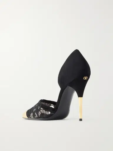 Valentino Garavani Sinead D'orsay 105 Suede-trimmed Lace Pumps | Thumbnail 3 Valentino Garavani Sinead D'orsay 105 Suede-trimmed Lace Pumps | Thumbnail 3