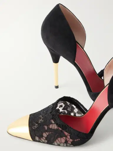 Valentino Garavani Sinead D'orsay 105 Suede-trimmed Lace Pumps | Thumbnail 5 Valentino Garavani Sinead D'orsay 105 Suede-trimmed Lace Pumps | Thumbnail 5