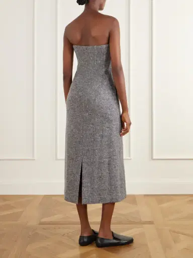 Auralee Strapless Wool-tweed Midi Dress | Thumbnail 4 Auralee Strapless Wool-tweed Midi Dress | Thumbnail 4