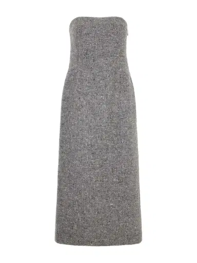 Auralee Strapless Wool-tweed Midi Dress | Thumbnail 1 Auralee Strapless Wool-tweed Midi Dress | Thumbnail 1