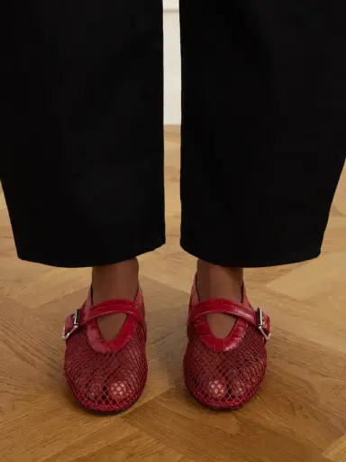 Alaïa La Ballerine Croc-effect Leather-trimmed Mesh Ballet Flats | Thumbnail 2 Alaïa La Ballerine Croc-effect Leather-trimmed Mesh Ballet Flats | Thumbnail 2