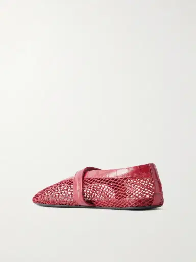 Alaïa La Ballerine Croc-effect Leather-trimmed Mesh Ballet Flats | Thumbnail 3 Alaïa La Ballerine Croc-effect Leather-trimmed Mesh Ballet Flats | Thumbnail 3