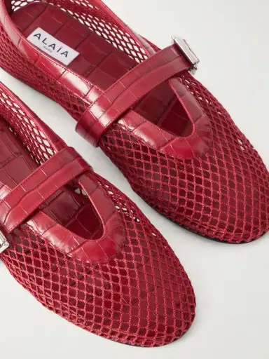 Alaïa La Ballerine Croc-effect Leather-trimmed Mesh Ballet Flats | Thumbnail 5 Alaïa La Ballerine Croc-effect Leather-trimmed Mesh Ballet Flats | Thumbnail 5