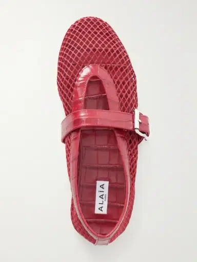Alaïa La Ballerine Croc-effect Leather-trimmed Mesh Ballet Flats | Thumbnail 6 Alaïa La Ballerine Croc-effect Leather-trimmed Mesh Ballet Flats | Thumbnail 6