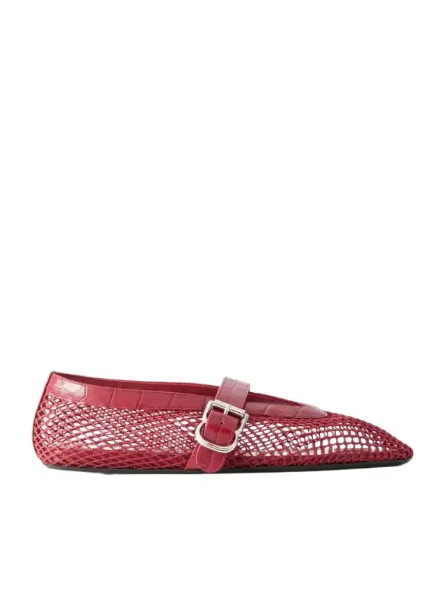 La Ballerine Croc-effect Leather-trimmed Mesh Ballet Flats La Ballerine Croc-effect Leather-trimmed Mesh Ballet Flats