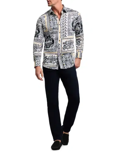 Robert Graham Men's Valleta Paisley Stretch-Cotton Button-Front Shirt | Thumbnail 2 Robert Graham Men's Valleta Paisley Stretch-Cotton Button-Front Shirt | Thumbnail 2