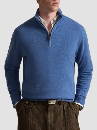 Polo Ralph Lauren Men's Logo Wool Quarter-Zip Sweater | Thumbnail 4 Polo Ralph Lauren Men's Logo Wool Quarter-Zip Sweater | Thumbnail 4