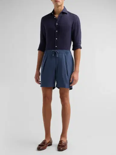 Ralph Lauren Purple Label Men's Silk-Linen Drawstring Shorts | Thumbnail 2 Ralph Lauren Purple Label Men's Silk-Linen Drawstring Shorts | Thumbnail 2