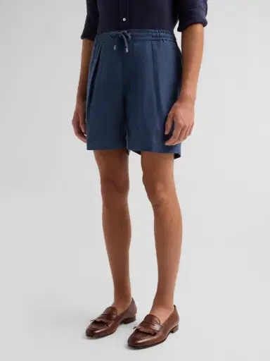 Ralph Lauren Purple Label Men's Silk-Linen Drawstring Shorts | Thumbnail 4 Ralph Lauren Purple Label Men's Silk-Linen Drawstring Shorts | Thumbnail 4