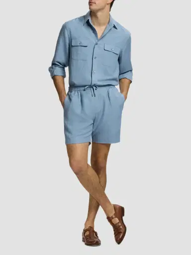 Ralph Lauren Purple Label Men's Silk-Linen Drawstring Shorts | Thumbnail 2 Ralph Lauren Purple Label Men's Silk-Linen Drawstring Shorts | Thumbnail 2