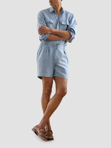 Ralph Lauren Purple Label Men's Silk-Linen Drawstring Shorts | Thumbnail 8 Ralph Lauren Purple Label Men's Silk-Linen Drawstring Shorts | Thumbnail 8