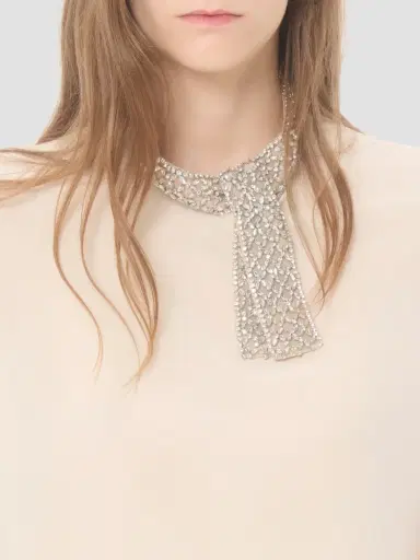 Valentino Women's Embroidered Crepe De Chine Top | Thumbnail 6 Valentino Women's Embroidered Crepe De Chine Top | Thumbnail 6