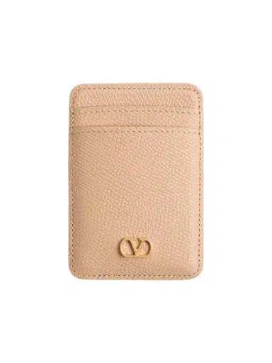 Valentino Women's Magnetic Cardholder in Grainy Calfskin | Thumbnail 1 Valentino Women's Magnetic Cardholder in Grainy Calfskin | Thumbnail 1