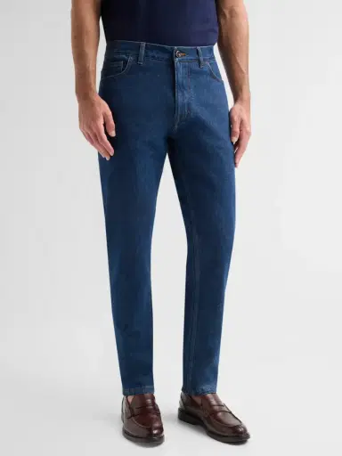 Isaia Men's Indigo Slim-Straight Jeans | Thumbnail 4 Isaia Men's Indigo Slim-Straight Jeans | Thumbnail 4