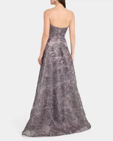 Naeem Khan Strapless Metallic Raffia Gown | Thumbnail 3 Naeem Khan Strapless Metallic Raffia Gown | Thumbnail 3