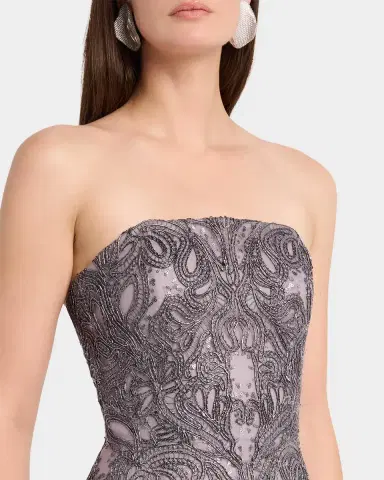 Naeem Khan Strapless Metallic Raffia Gown | Thumbnail 5 Naeem Khan Strapless Metallic Raffia Gown | Thumbnail 5
