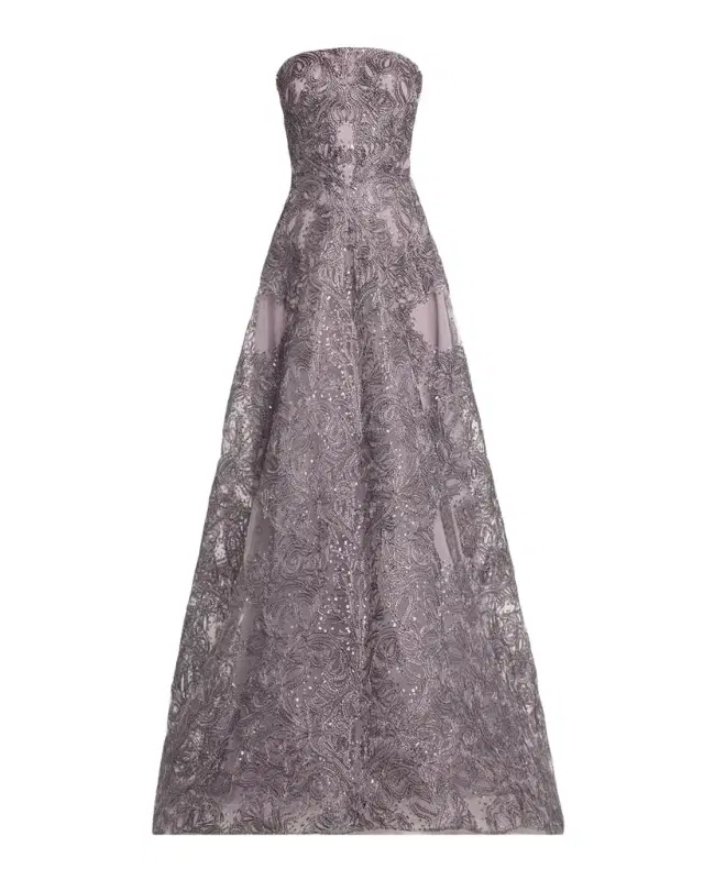 Strapless Metallic Raffia Gown Strapless Metallic Raffia Gown