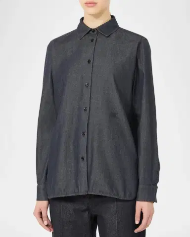 Max Mara Denim Button-Down Shirt | Thumbnail 4 Max Mara Denim Button-Down Shirt | Thumbnail 4