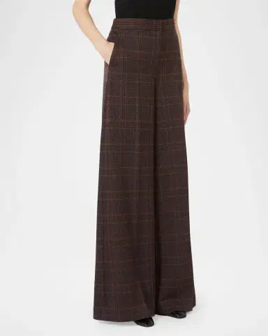 Max Mara Check Wool Wide-Leg Pants | Thumbnail 3 Max Mara Check Wool Wide-Leg Pants | Thumbnail 3