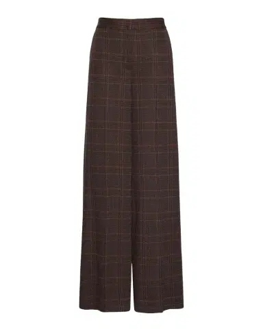 Max Mara Check Wool Wide-Leg Pants | Thumbnail 1 Max Mara Check Wool Wide-Leg Pants | Thumbnail 1