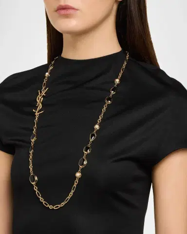 Saint Laurent YSL Cabochon Station Necklace | Thumbnail 2 Saint Laurent YSL Cabochon Station Necklace | Thumbnail 2