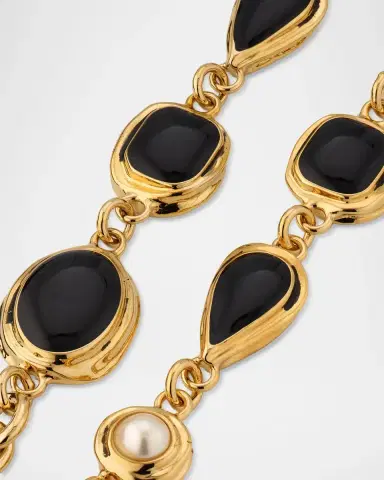 Saint Laurent YSL Cabochon Station Double Chain Bracelet | Thumbnail 2 Saint Laurent YSL Cabochon Station Double Chain Bracelet | Thumbnail 2