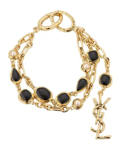 Saint Laurent YSL Cabochon Station Double Chain Bracelet | Thumbnail 1 Saint Laurent YSL Cabochon Station Double Chain Bracelet | Thumbnail 1