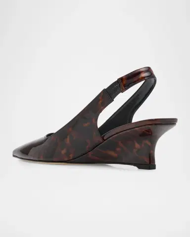 Stuart Weitzman 50mm Vinnie Tortoiseshell Patent Leather Slingback Wedge Pumps | Thumbnail 4 Stuart Weitzman 50mm Vinnie Tortoiseshell Patent Leather Slingback Wedge Pumps | Thumbnail 4