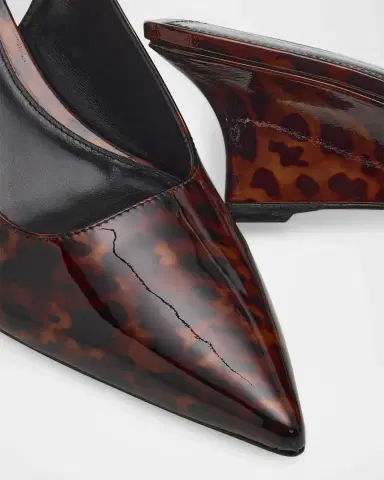 Stuart Weitzman 50mm Vinnie Tortoiseshell Patent Leather Slingback Wedge Pumps | Thumbnail 5 Stuart Weitzman 50mm Vinnie Tortoiseshell Patent Leather Slingback Wedge Pumps | Thumbnail 5