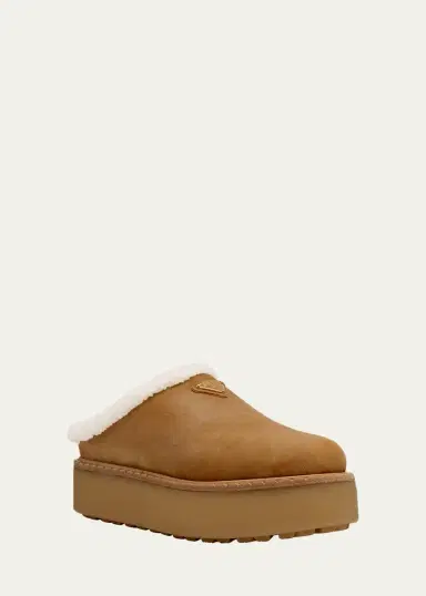 Prada Suede Shearling Cozy Platform Mules | Thumbnail 3 Prada Suede Shearling Cozy Platform Mules | Thumbnail 3
