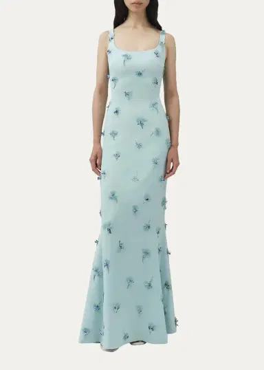 Simkhai Briella 3D Floral Beaded Trumpet Gown | Thumbnail 2 Simkhai Briella 3D Floral Beaded Trumpet Gown | Thumbnail 2