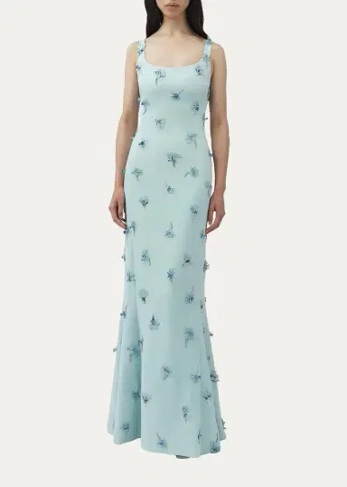 Simkhai Briella 3D Floral Beaded Trumpet Gown | Thumbnail 4 Simkhai Briella 3D Floral Beaded Trumpet Gown | Thumbnail 4