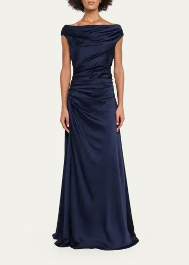 Simkhai Elinne Draped Off-Shoulder Column Gown | Thumbnail 2 Simkhai Elinne Draped Off-Shoulder Column Gown | Thumbnail 2