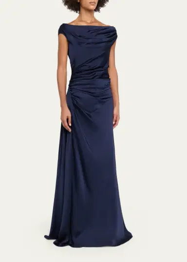 Simkhai Elinne Draped Off-Shoulder Column Gown | Thumbnail 4 Simkhai Elinne Draped Off-Shoulder Column Gown | Thumbnail 4