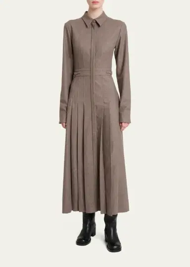 Gabriela Hearst Ethel Cashmere Flannel Long-Sleeve Midi Shirtdress | Thumbnail 2 Gabriela Hearst Ethel Cashmere Flannel Long-Sleeve Midi Shirtdress | Thumbnail 2