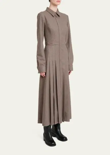 Gabriela Hearst Ethel Cashmere Flannel Long-Sleeve Midi Shirtdress | Thumbnail 4 Gabriela Hearst Ethel Cashmere Flannel Long-Sleeve Midi Shirtdress | Thumbnail 4
