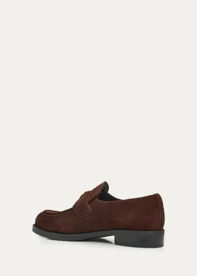 Prada Triangle Logo Suede Penny Loafers | Thumbnail 4 Prada Triangle Logo Suede Penny Loafers | Thumbnail 4