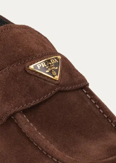 Prada Triangle Logo Suede Penny Loafers | Thumbnail 5 Prada Triangle Logo Suede Penny Loafers | Thumbnail 5