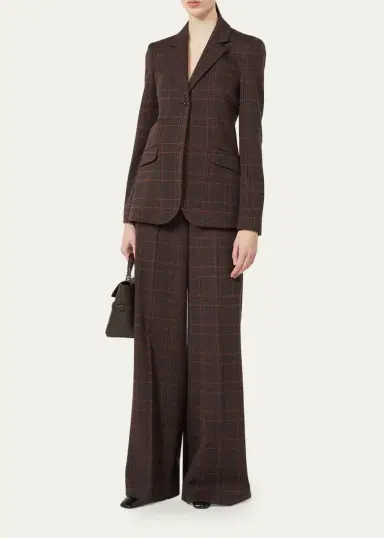 Max Mara Check Wool Wide-Leg Pants | Thumbnail 2 Max Mara Check Wool Wide-Leg Pants | Thumbnail 2